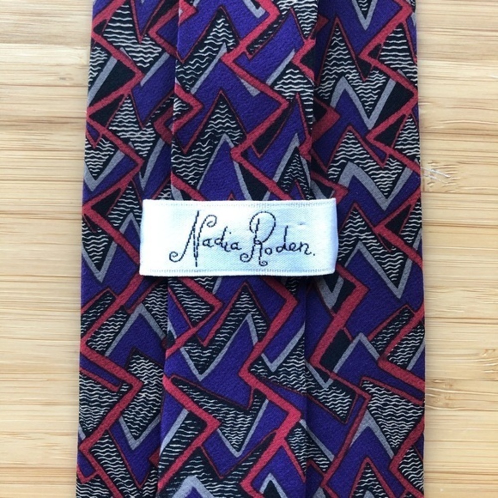 Nadia Roden RARE Silk Tie! Vibrant Purple/Red/Grey